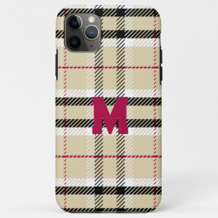 Beige Preppy Plaid Fashion Monogram Personalized Case-Mate iPhone Case