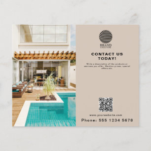 Beige Promotional Business Logo Photo QR Code Flyer