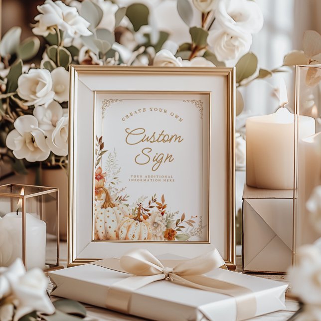 Beige Pumpkin and Flowers Baby Shower Table Signs (Creator Uploaded)