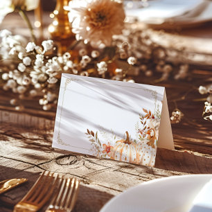 Beige Pumpkin Gender Neutral Baby Shower Place Card