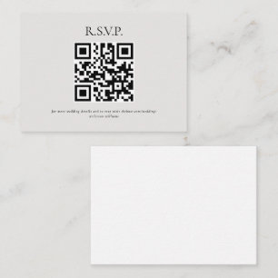 Beige QR Code Contemporary Wedding RSVP Enclosure Card