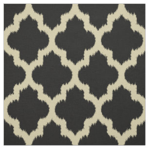 Beige Quatrefoil Ikat & Custom Black Background Fabric