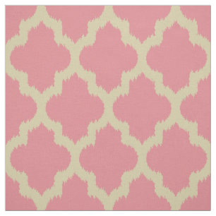 Beige Quatrefoil Ikat & Custom Pink Background Fabric