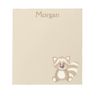 Beige Racoon Graphic Personalise Notepad