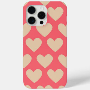 Beige Red Cute Simple Heart Pattern iPhone 15 Pro Max Case