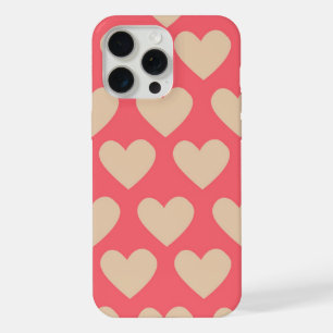 Beige Red Cute Simple Heart Pattern iPhone 15 Pro Max Case