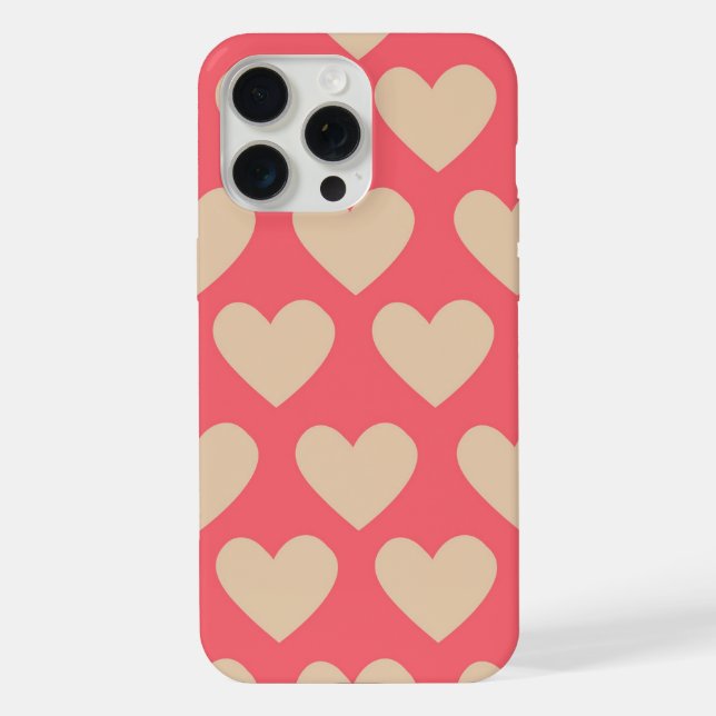 Beige Red Cute Simple Heart Pattern  iPhone Case (Back)