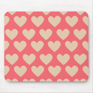 Beige Red Cute Simple Heart Pattern  Mouse Pad