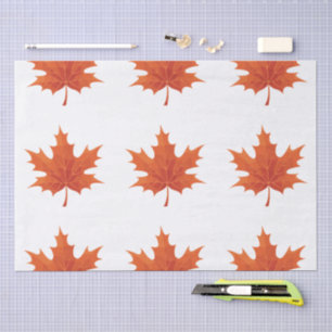 Beige Red Modern Leaf Christmas Tissue Paper
