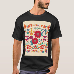 Beige Red Scandi Flower Ethnic Cute Autumn Fall Mi T-Shirt