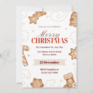 Beige Red Watercolor Wonderland: Gingerbread Invitation