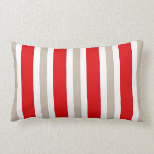 Beige Red & White Stripe Pillow Gift