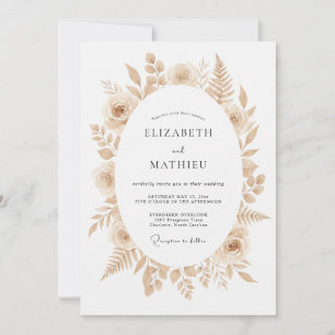 Beige Refined Boho Wedding Invitation