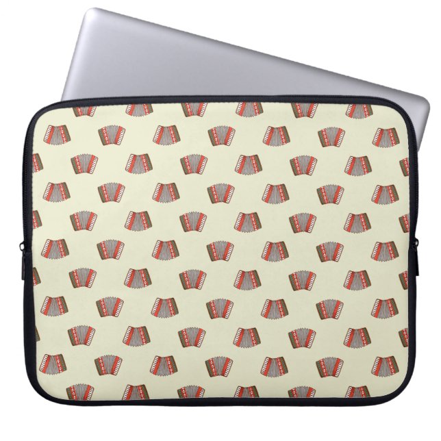 Beige Retro Accordion Pattern Laptop Sleeve (Front)