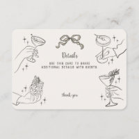 Beige Retro Cocktail Party Details Invite Insert