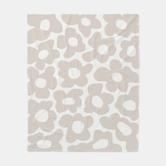 Beige Retro Groovy Baby Flowers Pattern Fleece Blanket (Front)