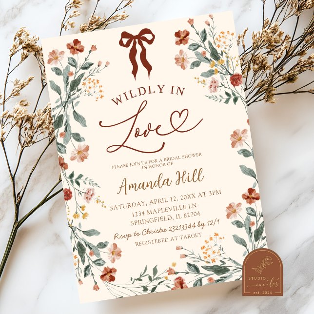 Beige Ribbon Wildflower Bridal Shower Invitation (Creator Uploaded)
