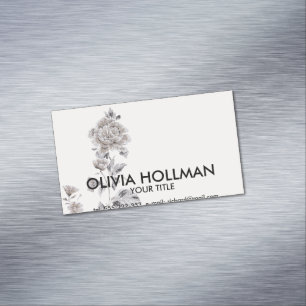 Beige rose magnetic business card