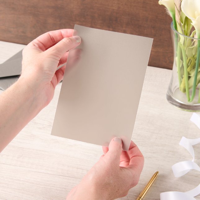 Beige Rose Taupe Solid Colour Minimal Vellum Invitations (Handheld)