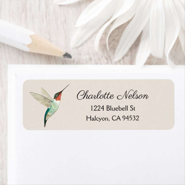 Beige Ruby-throated Hummingbird Return Address (Insitu)