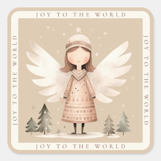 Beige Rustic Angel  Square Sticker (Front)