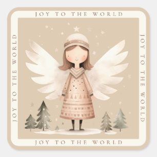 Beige Rustic Angel  Square Sticker