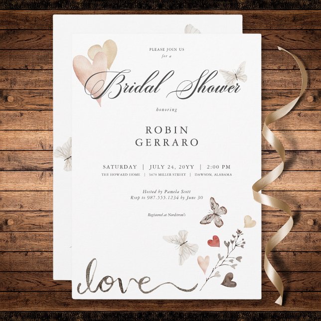 Beige Rustic Boho Love Bridal Shower Invitation (Beige Rustic Boho Love Bridal Shower Invitation)