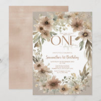 Beige Rustic Floral Isn't She Onederful Birthday