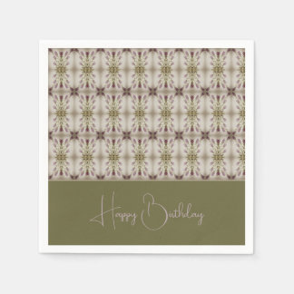 Beige Sage Green And Purple Napkin