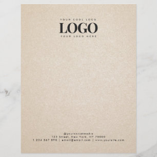Beige Sand Add Your Rectangle Business Logo Text Custom Letterhead