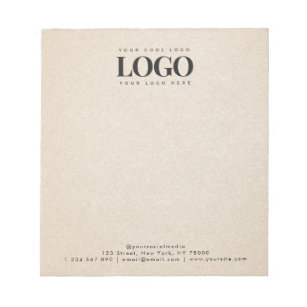 Beige Sand Add Your Rectangle Business Logo Text Notepad