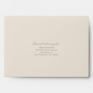 Beige Sand   Elegant Botanical Script Envelope