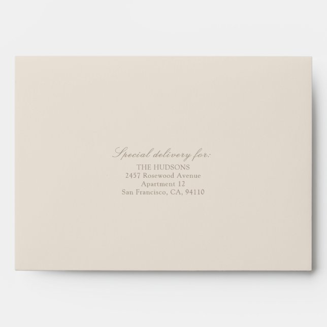 Beige Sand | Elegant Botanical Script Envelope (Front)