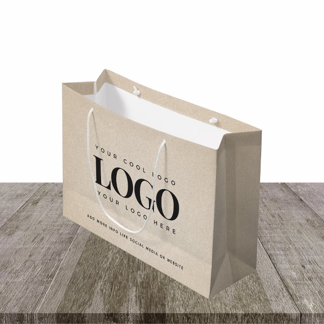 Beige Sand Grainy Add Company Logo Business Custom Large Gift Bag (Creator Uploaded)
