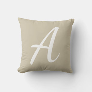 Beige Sand Monogram  Cushion