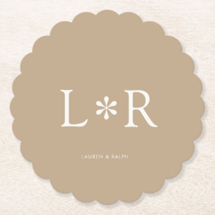 Beige Sand Simple Chic Couple Paper Coaster