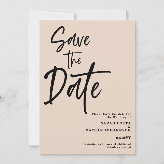 Beige Sand Wedding Save the date Card (Front)