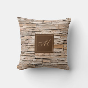 Beige Sandstone Monogram Cushion