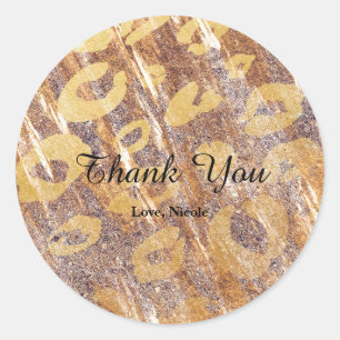 Beige Sandy Shimmer Leopard Print Glamour Favour Classic Round Sticker