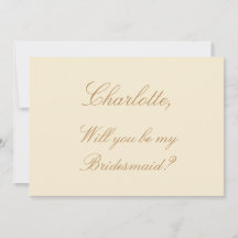 Beige Script Elegant Cream Bridesmaid Proposal