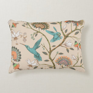 Beige seamless pattern with stylised flowers and b decorative cushion