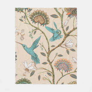 Beige seamless pattern with stylised flowers and b fleece blanket