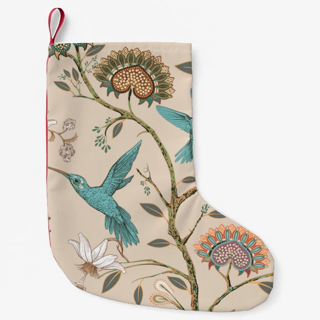 Beige seamless pattern with stylised flowers and b small christmas stocking (Front)