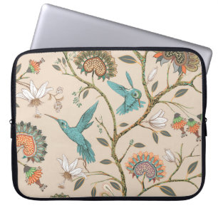 Beige seamless pattern with stylized flowers and b laptop sleeve
