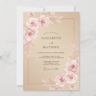 Beige Serene Romantic Rose Wedding Invitation