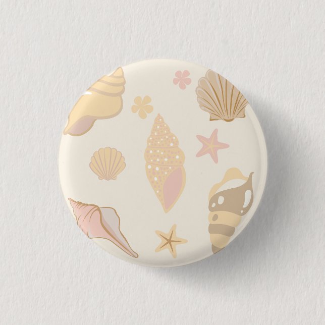 Beige Shells Pattern 3 Cm Round Badge (Front)