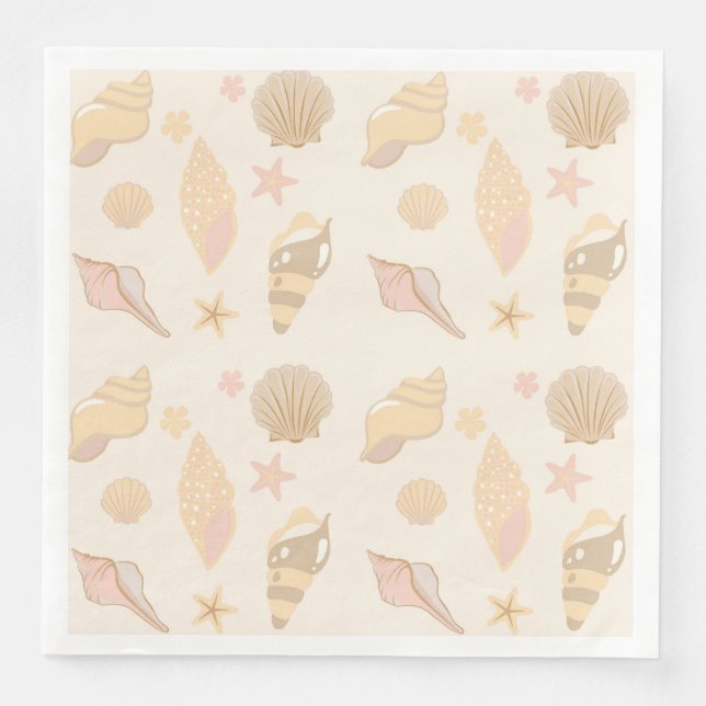   Beige Shells Pattern Napkin (Front)