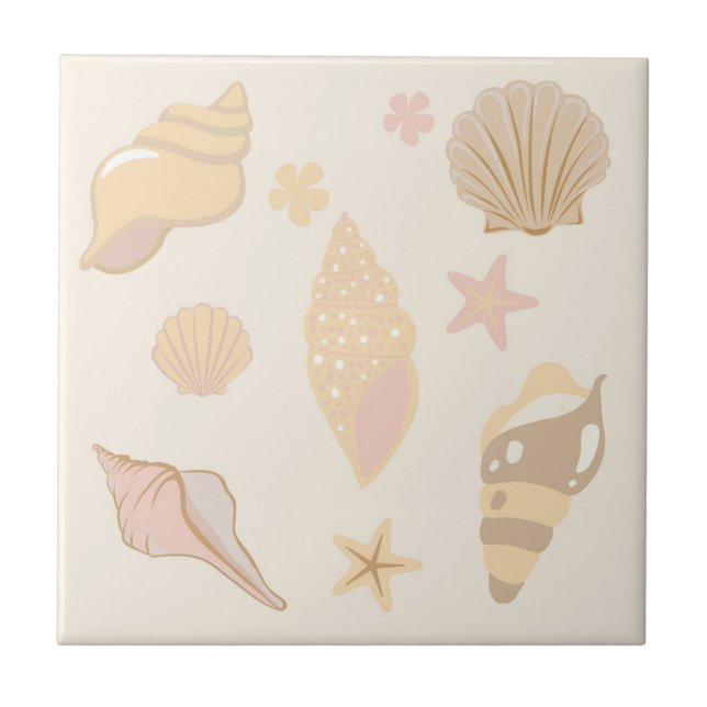  Beige Shells Pattern Tile (Front)