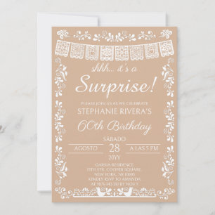 Beige Shhh It's a Surprise 60th Birthday Invitation