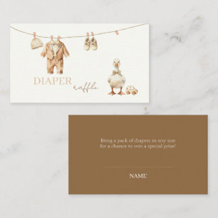 Beige Silly Goose Baby Boy Diaper Raffle Enclosure Card